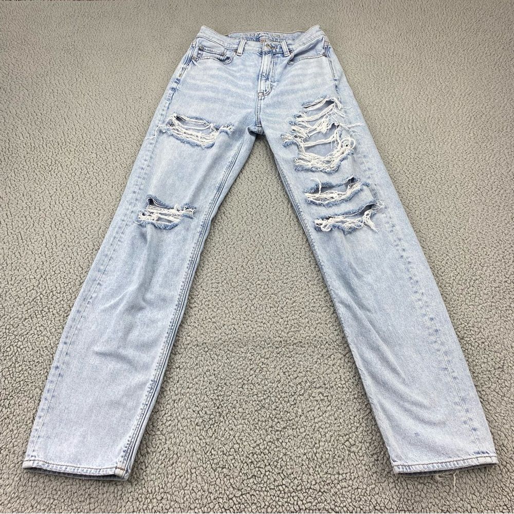 American Eagle Women's Ripped High Rise Baggy Jeans  |  Size:  0 (Regular)
